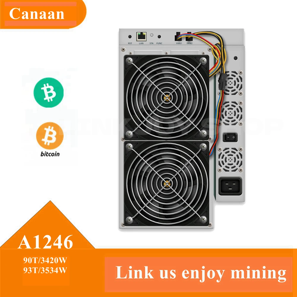 

Blockchain Bitcoin ASIC Miner Canaan Avalonminer A1246 90th 93th BTC Machine With 3420W 3534W PSU Included