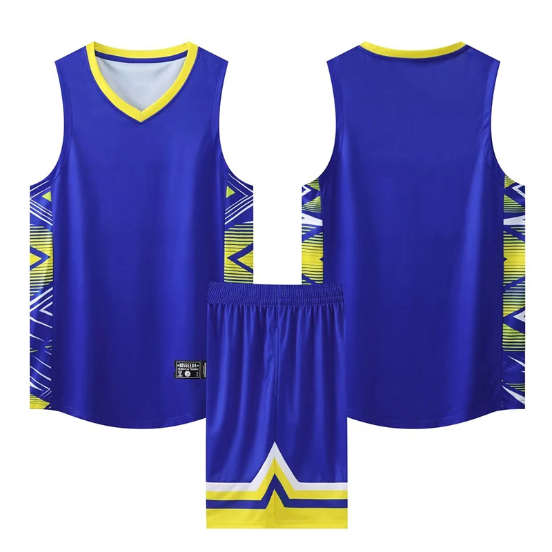 Youth Men Kids Basketball Jersey Big Size Quick-dry Breathable Training Set Vest And Shorts Name Number Sponsor