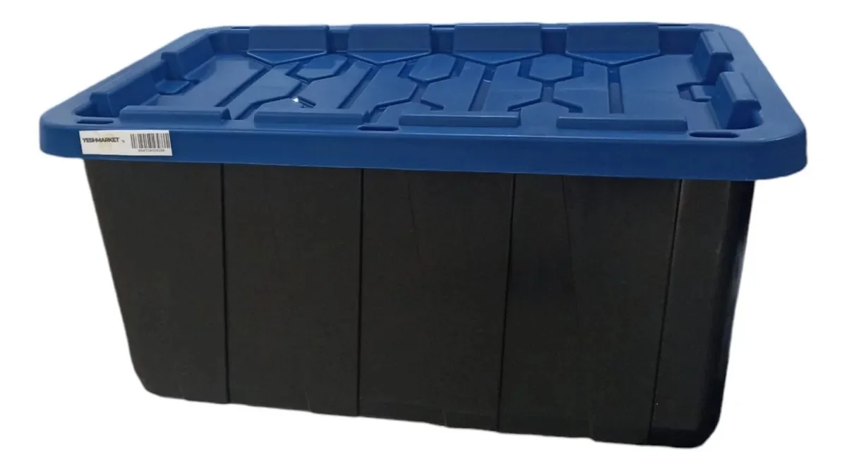 Plastic Storage Organizer Box Heavy Duty Large 78X52X37Cm Professional 102 Lts Blue Lid Yesh Market