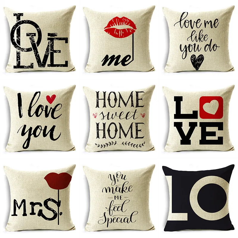 

Valentine's Day Red and White Geometric Creative Stitching Pillow Cover Home Office Decoration Cushion Cover 40cm 45cm 50cm