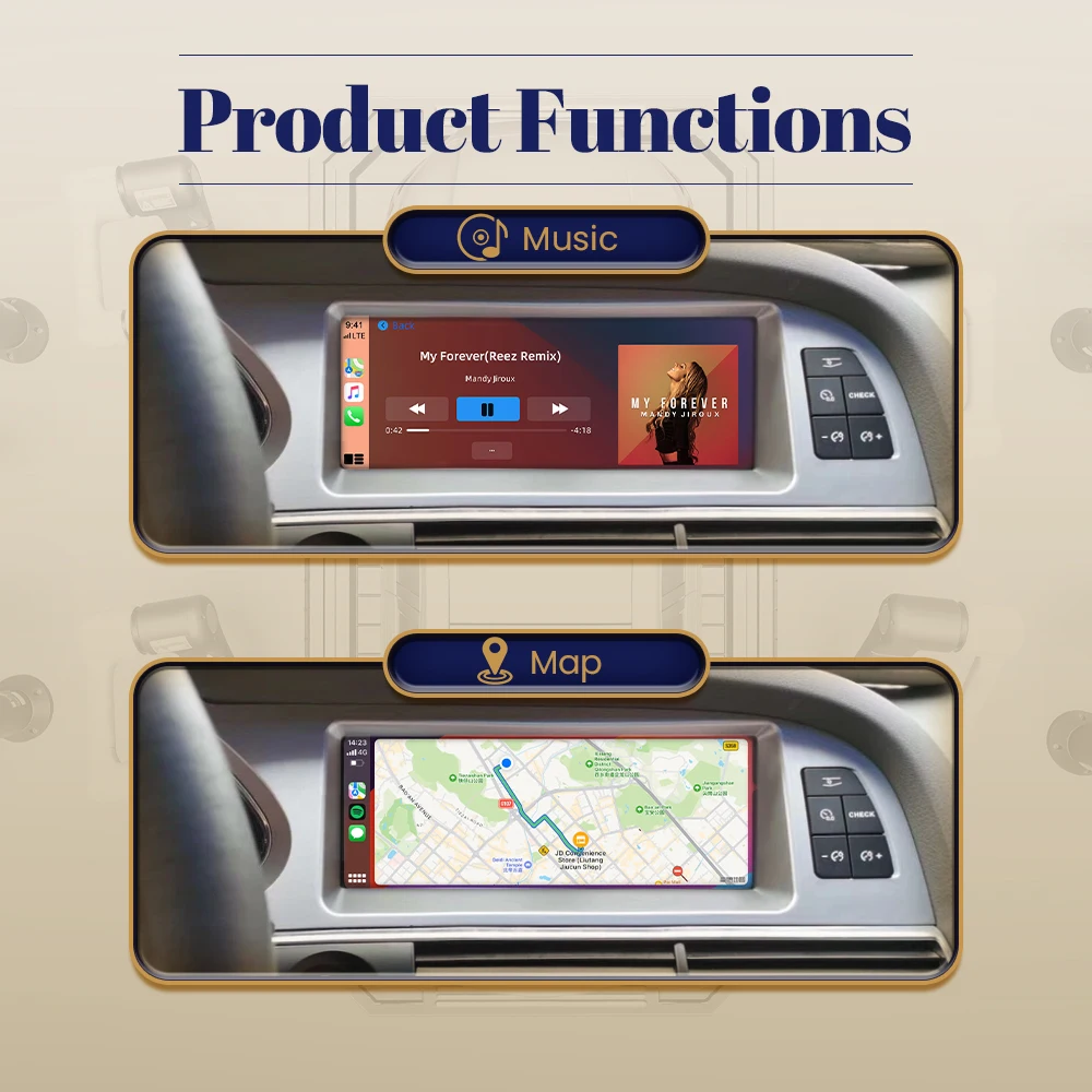 BONROAD inalámbrico CarPlay y Android Auto pantalla táctil Radio de coche para Audi A6 C6 4F 2005-2015 navegación GPS reproductor Multimedia 4