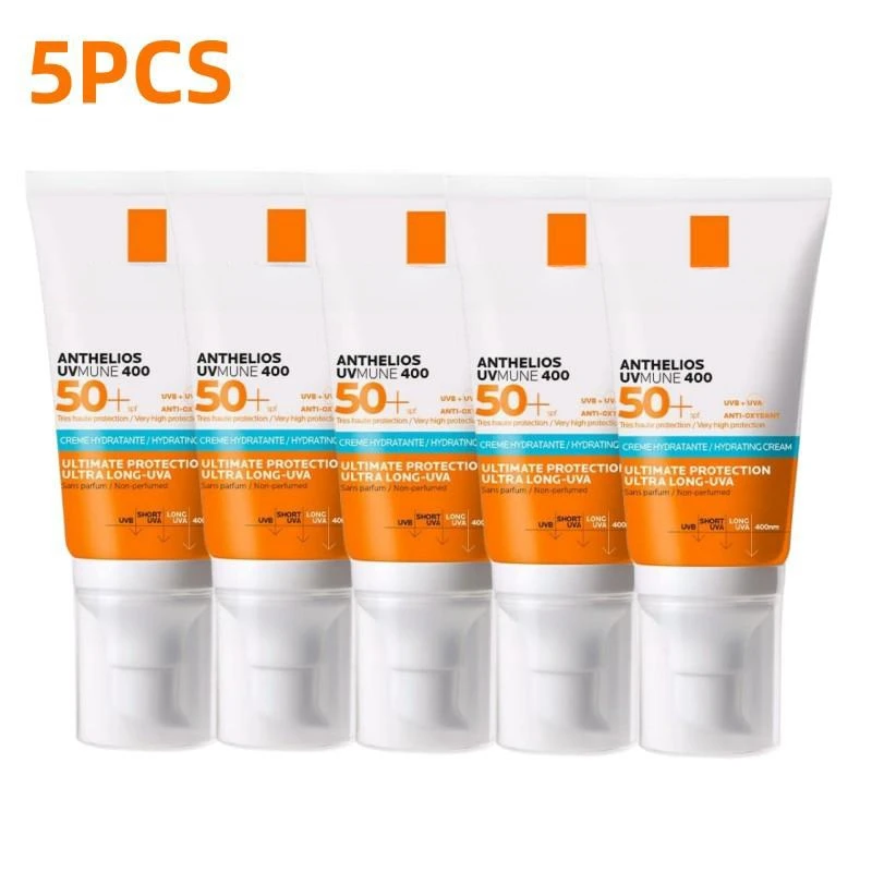 

5PCS Set Face Sunscreen SPF 50+ Invisible Fluid/Hydrating Cream Light Non Greasy Broad Spectrum Sunscreen For Dry To Normal Skin