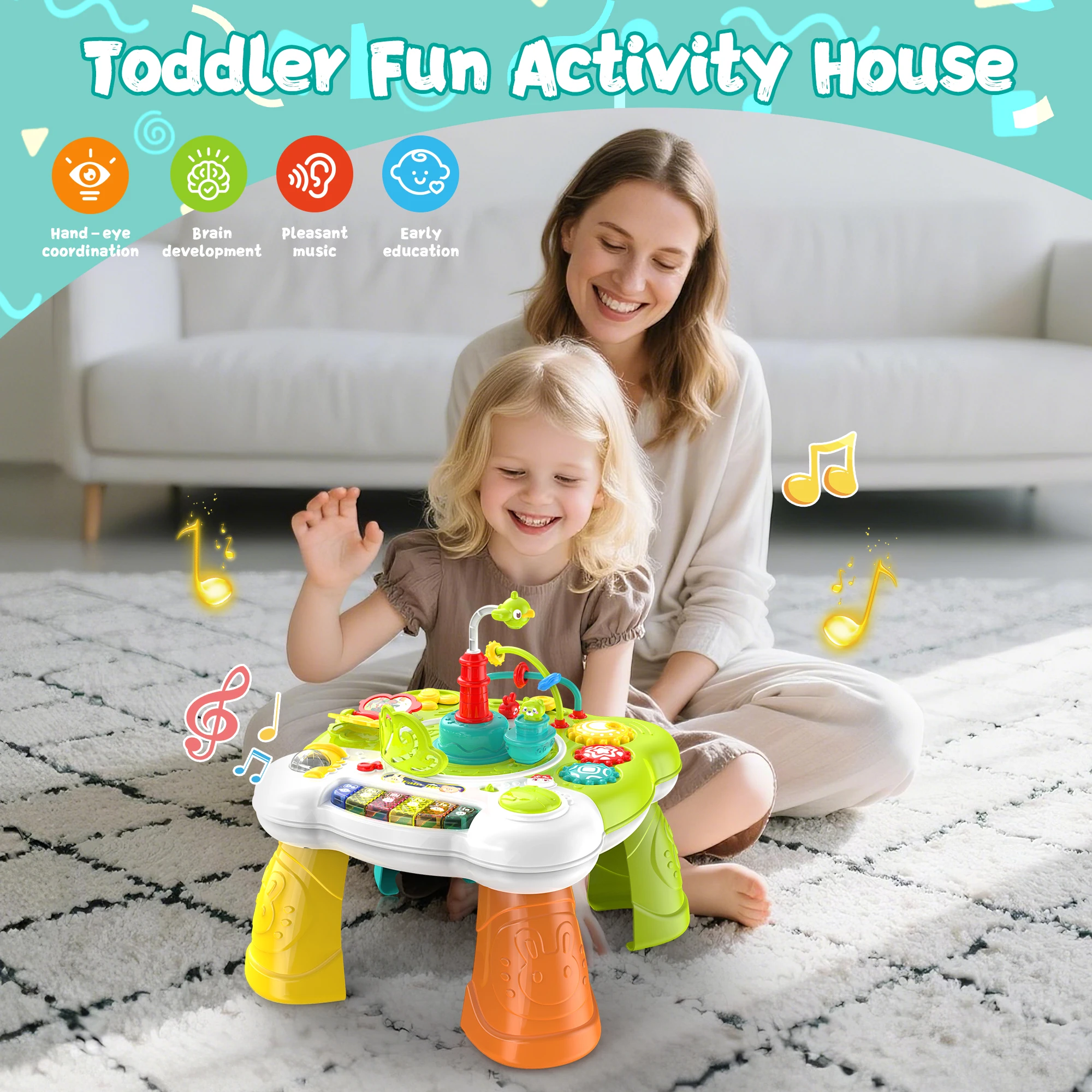 Interactive Toddler Musical Activity Table - Piano, Lights & Learning - View 4