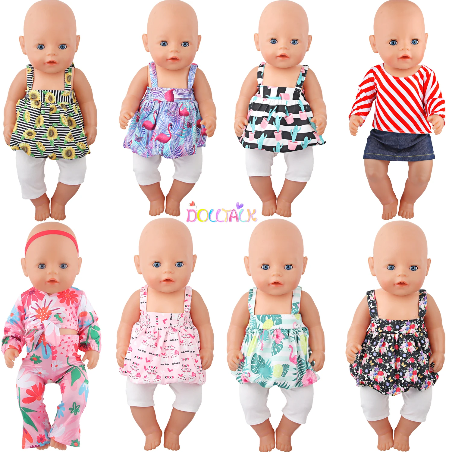 

Strap Skirt+Pants Summer Style For 43Cm Baby Items&American 18Inch Girl Doll, OurGeneration Born Baby Accessories For Clothes