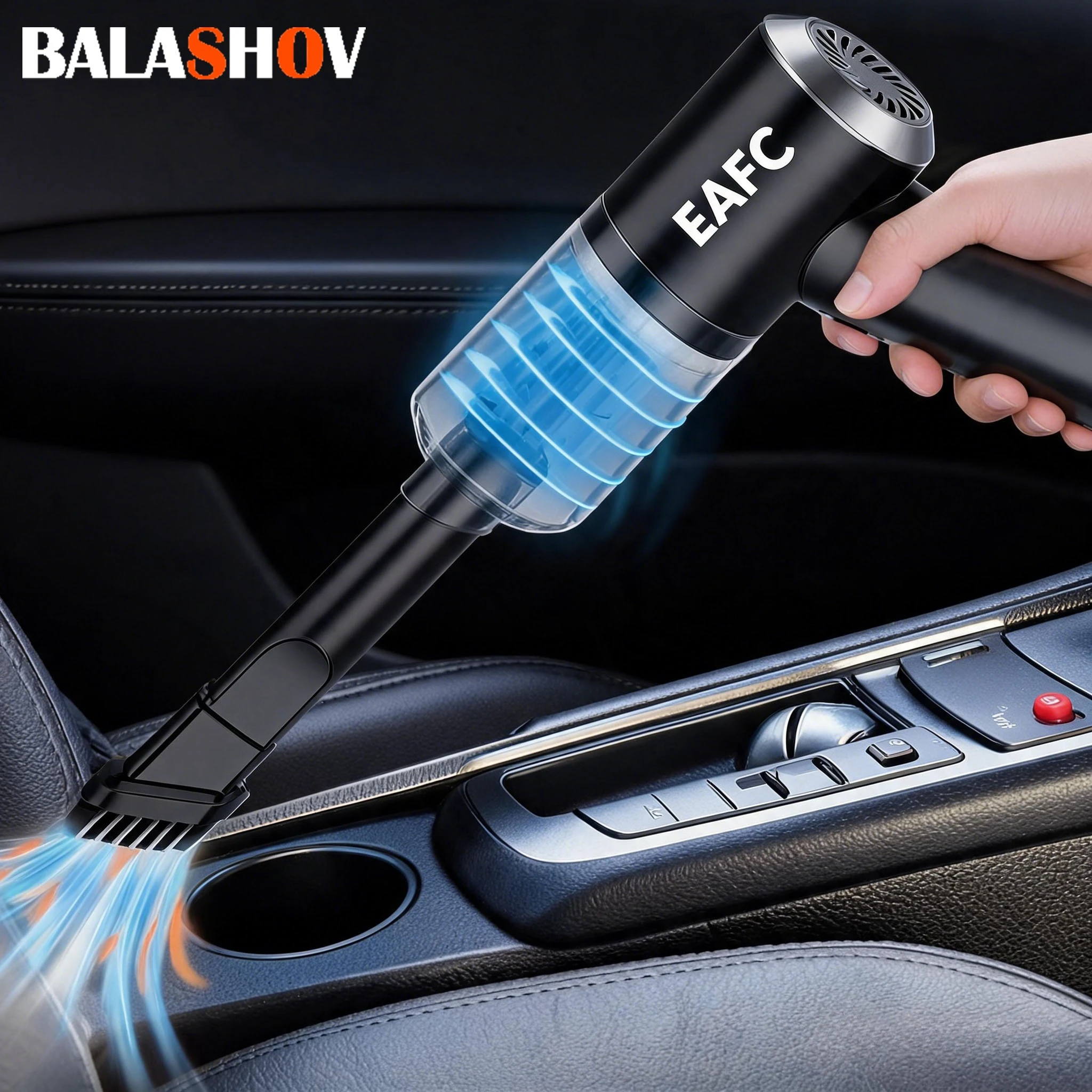 Aspirateur à main multifonctionnel, aspiration puissante de 120 W, aspirateur sans fil pour voiture, sol et maison, mini collecteur de poussière de 50 ml, sec et humide, recharge USB 5 V, batterie au lithium de 4000 mAh, double usage maison et voiture, pour voitures, maisons, bureaux, camping 1