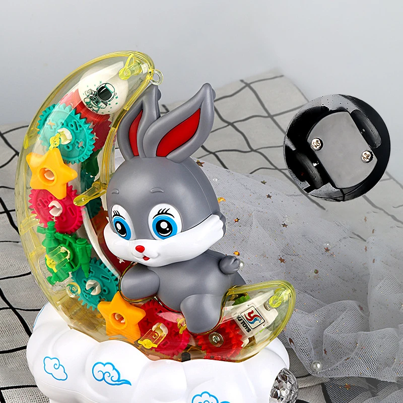 Electronic Pet Rabbit Transparent Gear Moon Rabbit Toy Car Children's Interactive Playmate Educational Crawling Toys For Baby 2