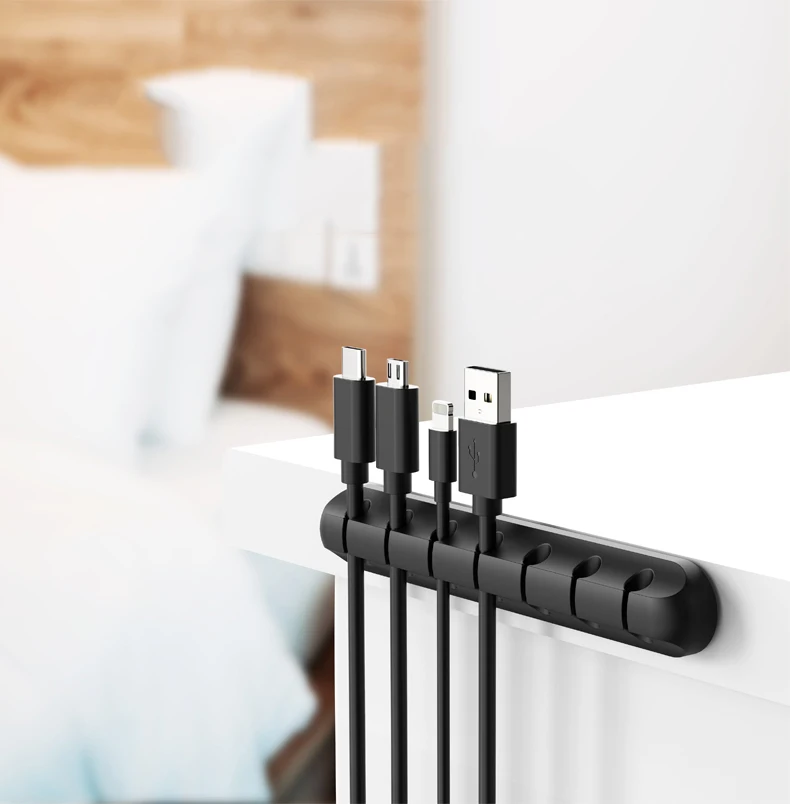 Silicone USB Cable Organizer Cable Winder Desktop Tidy Management Clips Holder for Mouse Headphone Wire Organizer