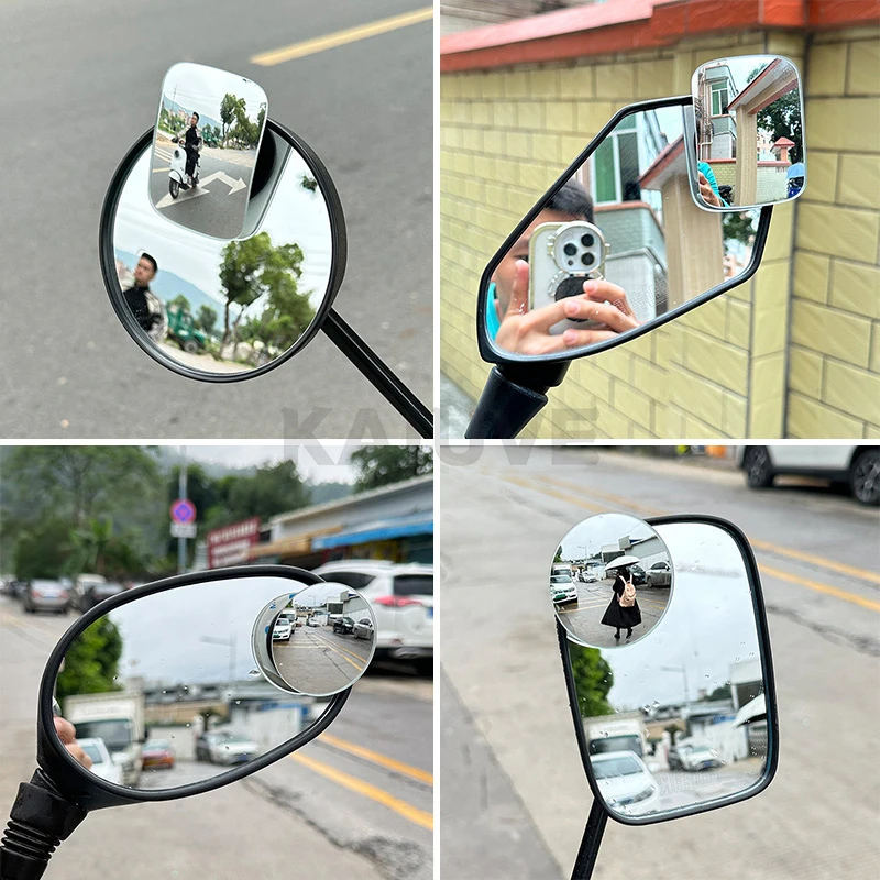 Motorcycle Car Blind Spot Rear View Mirror Wide Angle Adjustable Small Round Mirror 360° Rotation Reverse Auxiliary Rearview 6