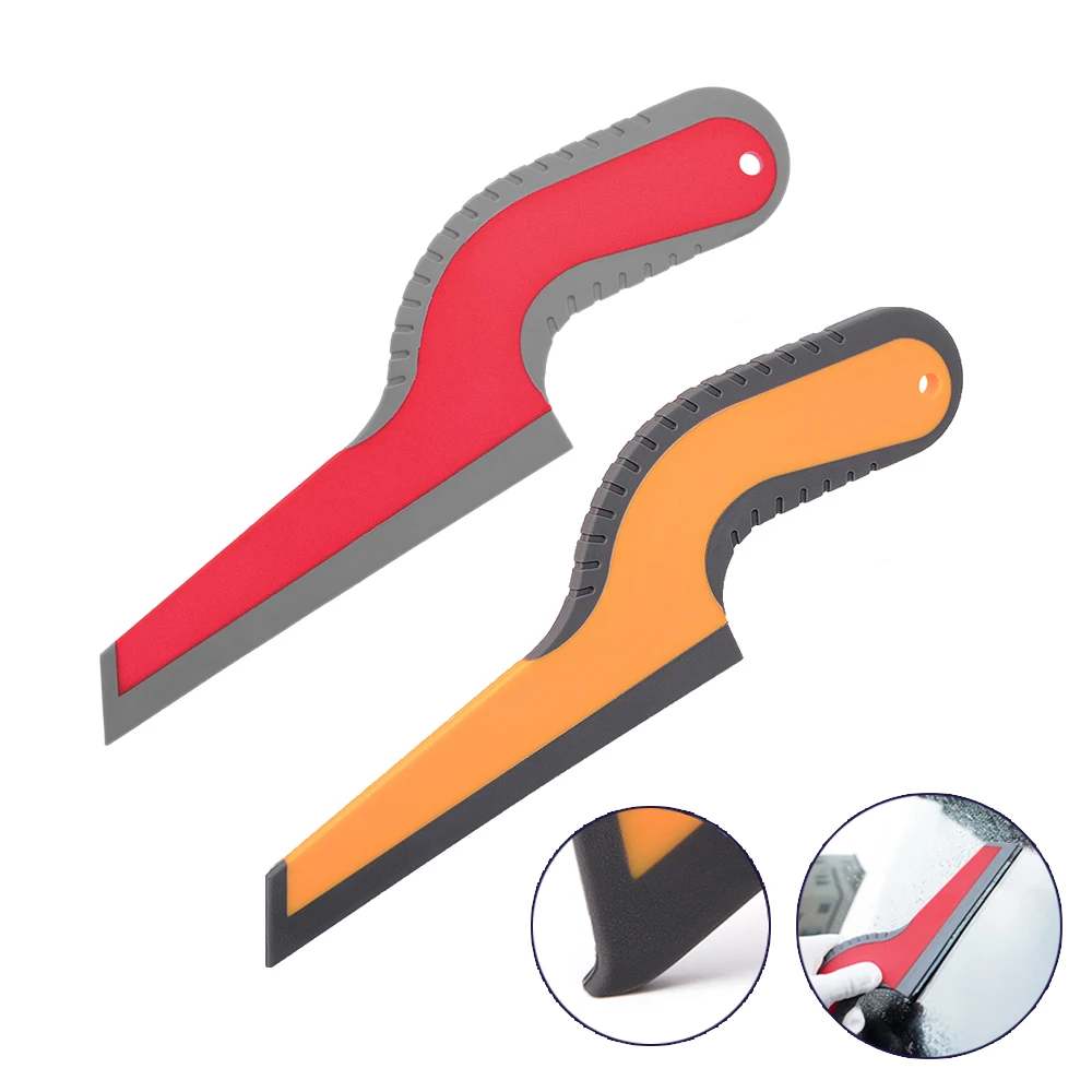 

EHDIS 1/2pcs Handled Silicone Blade Squeegee Windshield Ice Scraper Snow Shovel Window Water Remover Carbon Vinyl Wrap Film Tool