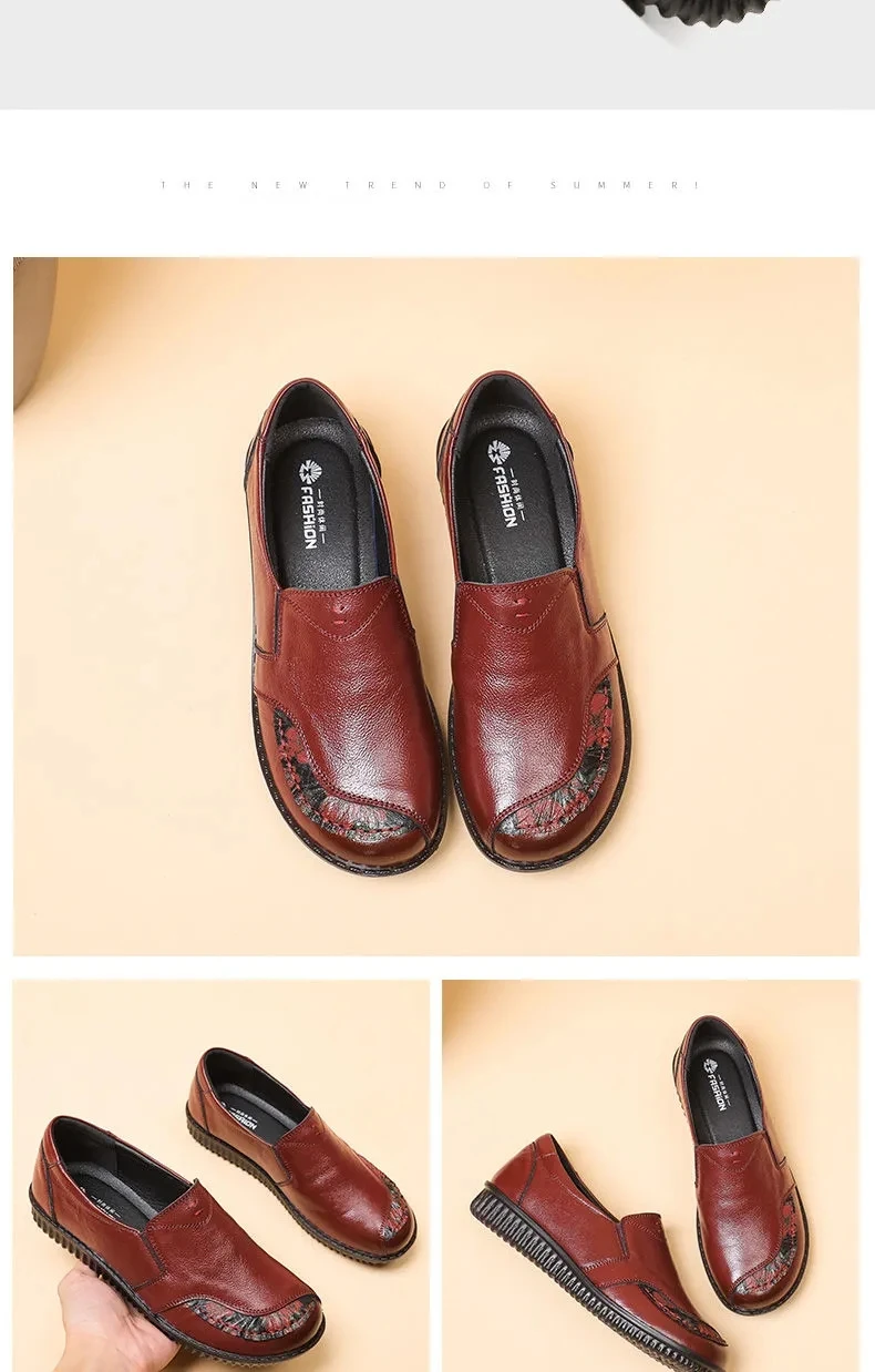 Luxus Bequeme Mama Schuhe frauen Müßiggänger Ballerinas Ältere Frau Echt Leder Mokassins Mom Vintage Schuhe Ohne Absätze – Detail 25