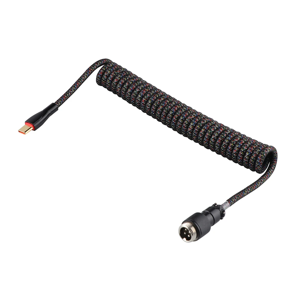 Epomaker-cabo Enrolado Personalizado Manga Dupla Cabo tipo c Conector Aviador Destacável para Teclado Mecânico - Imagem 3
