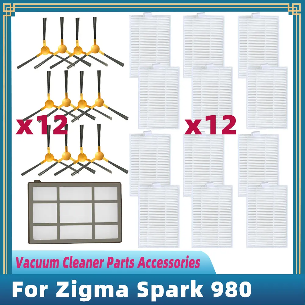 Sobressalentes para Aspirador Robô Substituição Compatível para Zigma Spark 980 Escova Lateral Filtro Hepa Acessórios de Filtro Primário Peças