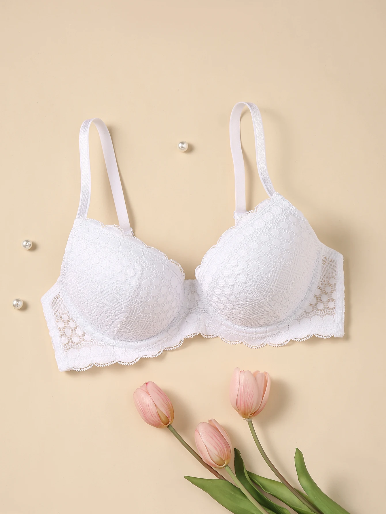 Lace Underwire Push-Up Bra - Comfortable Breathable Lingerie in B C D Cups
