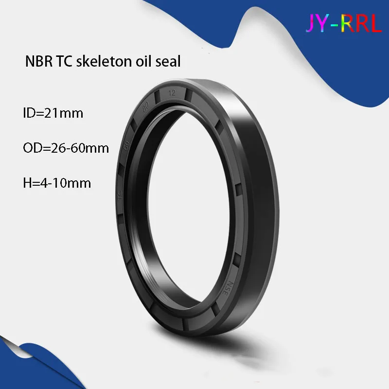 

Black NBR TC/FB/TG4 Skeleton Oil Seal ID 21mm OD 26-60mm Thickness 4-10mm Nitrile Butadiene Rubber Gasket Sealing Rings