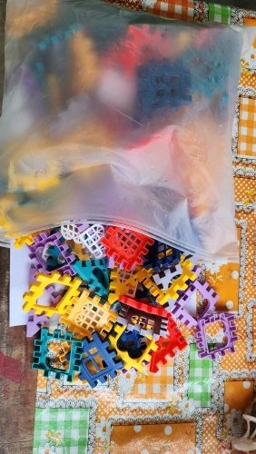 Large scale house building block simulation window design, kindergarten construction, creation photo review