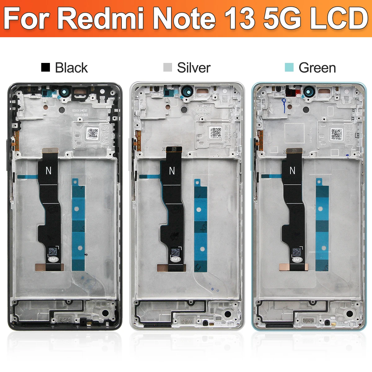 Xiaomi Redmi Note 13, 4g,5g,6.67用のシャーシ付きAMOLED LCD