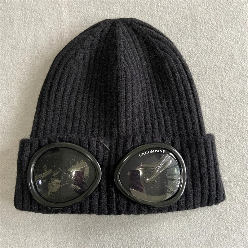 2022 Winter Fashion Brand Glasses Hat Men Women Ribbed Knit Lens Beanie