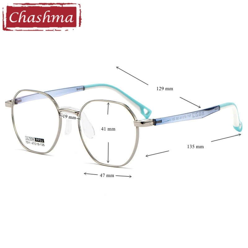 Chashma Octagon Prescription Spectacles Kids Eye Glasses Boy Frames Girls Flexible Light Gafas Rubber with Hoops Children