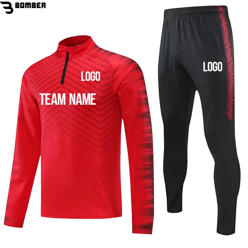 

Football Tracksuit Men Child Soccer Zipped Jacket And Pants Winter Spring Thermal Training Set Can Customize Name Number Logo