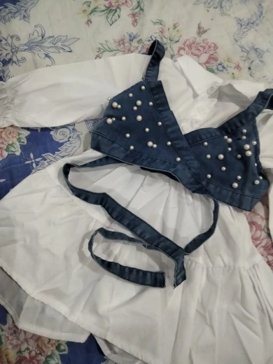 Baby Girl Clothes Long Sleeve Dress Denim Beading Vest 2Pcs Outfits photo review