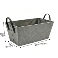 Polyester Storage Basket 40X15X20Cm Reinforced Pu Handles Rigid Structure Multipurpose for Toys Clothes Books Bathroom Bedroom 2