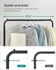 Clothes Rack with Wheels, Black Finish, Includes Storage Shelf, 110 LBS Capacity, Ideal for Hanging Clothes or Garment Storage. 6