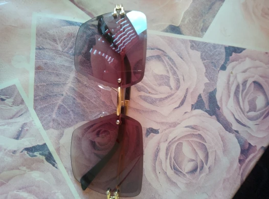 Vintage Square Rimless Sunglasses Women Metal photo review