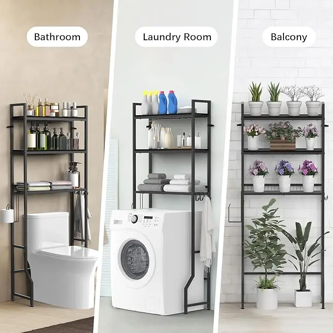 Over The Toilet Storage 3 Tier Over Toilet Bathroom Organizer Wooden Bathroom Space Saver Freestanding Above Toilet Stand with 4 6