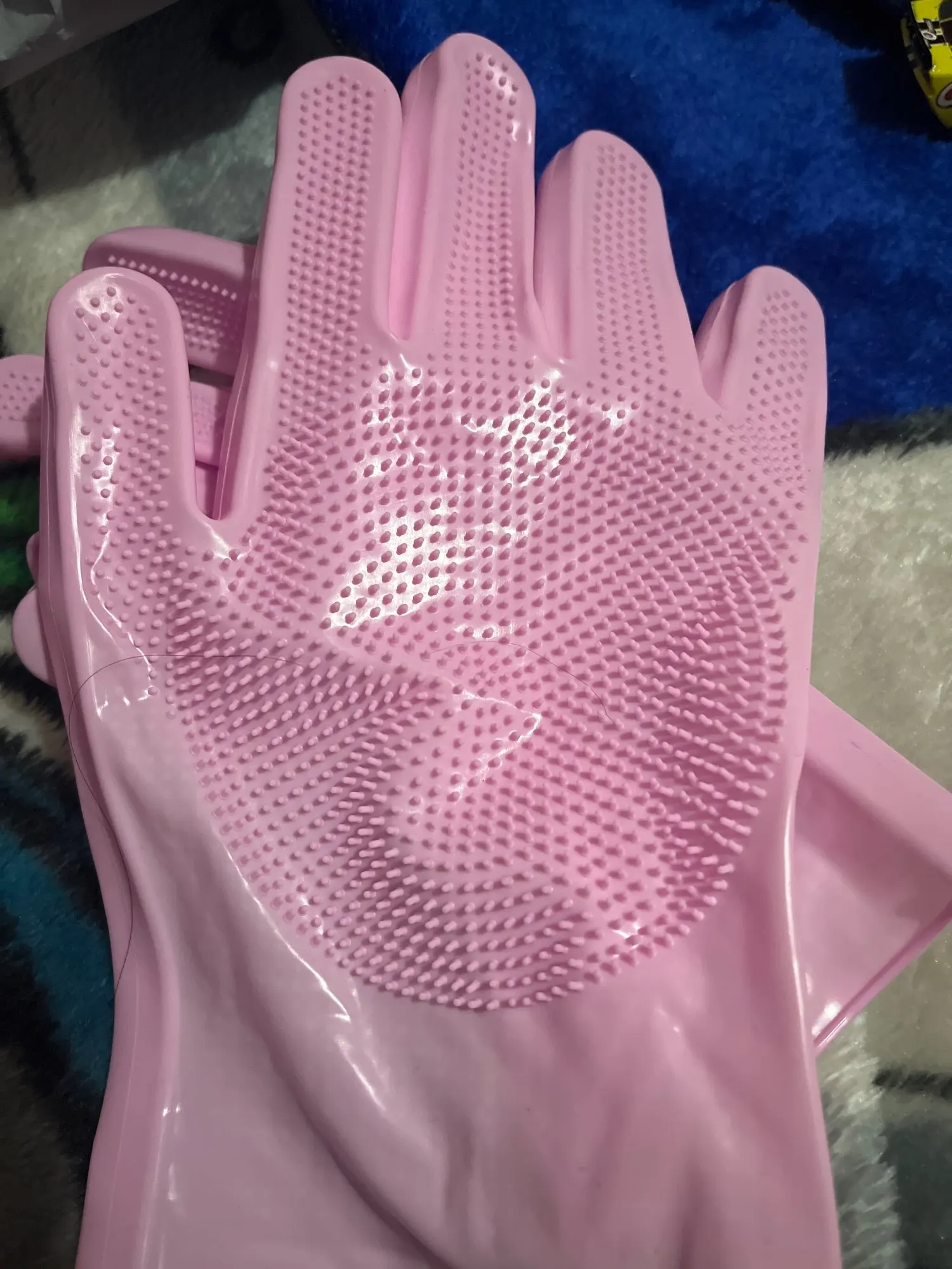 Gants de toilettage pour chien et chat – Silicone doux, épilation, shampoing et nettoyage multifonction photo review