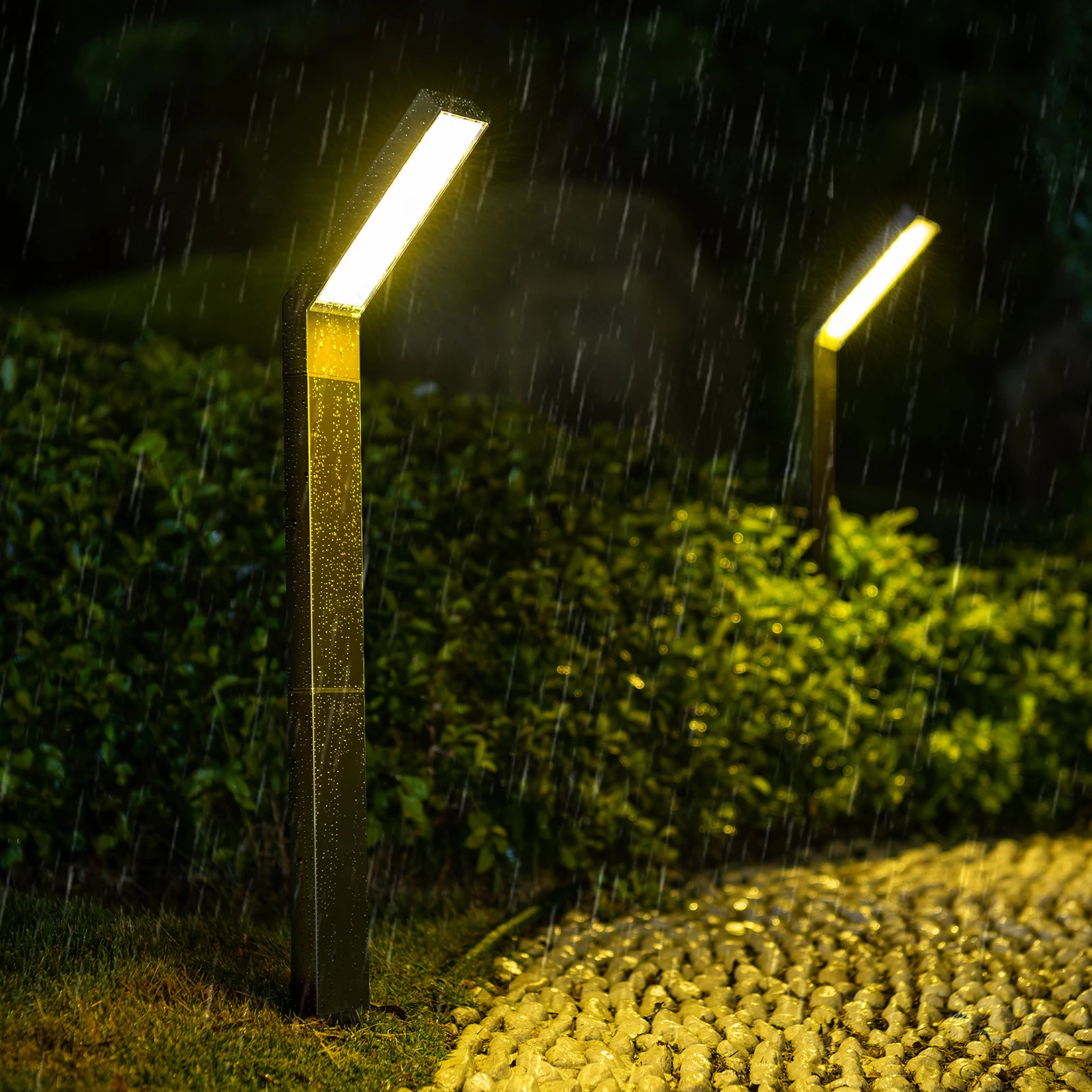 2 Pack Tall LED Solar Garden Pathway Lights, 3 Color Modes 40LEDs Solar-Powered for Driveway, Patio, Yard, Lawn, Landscape Decor 4