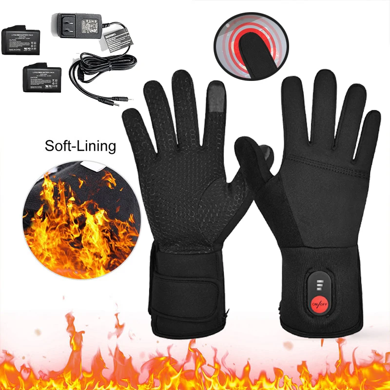 HeatedGlovesRechargeableBatteryElectricHeatedSkiWinterTouch