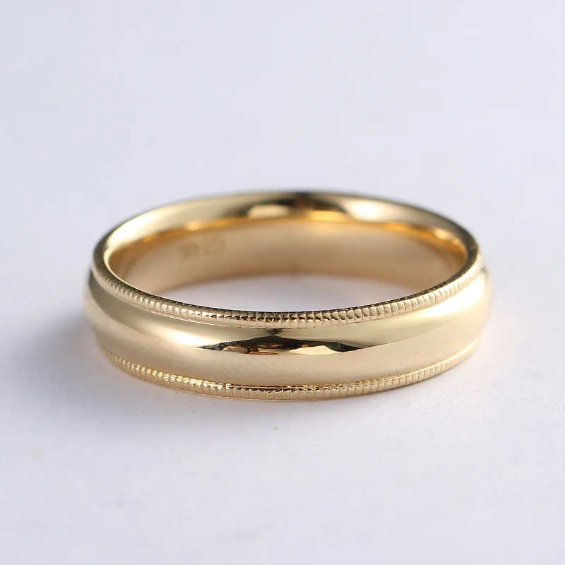 Solid 18K Au750 Yellow Gold Ring Wedding Anniversary Engagement Elegant Trendy for Women/Man/Couple