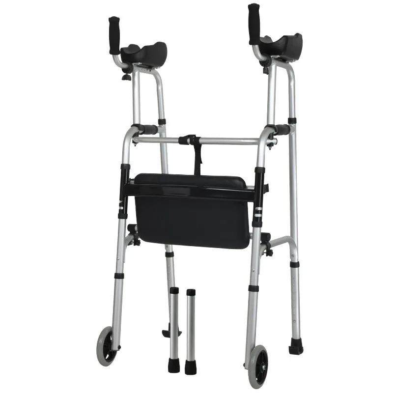 Elderly Walker With Wheel Walking Aid Walking Inconvenience Walker Hemiplegia Rehabilitation Folding Body Elbow Support Type 4
