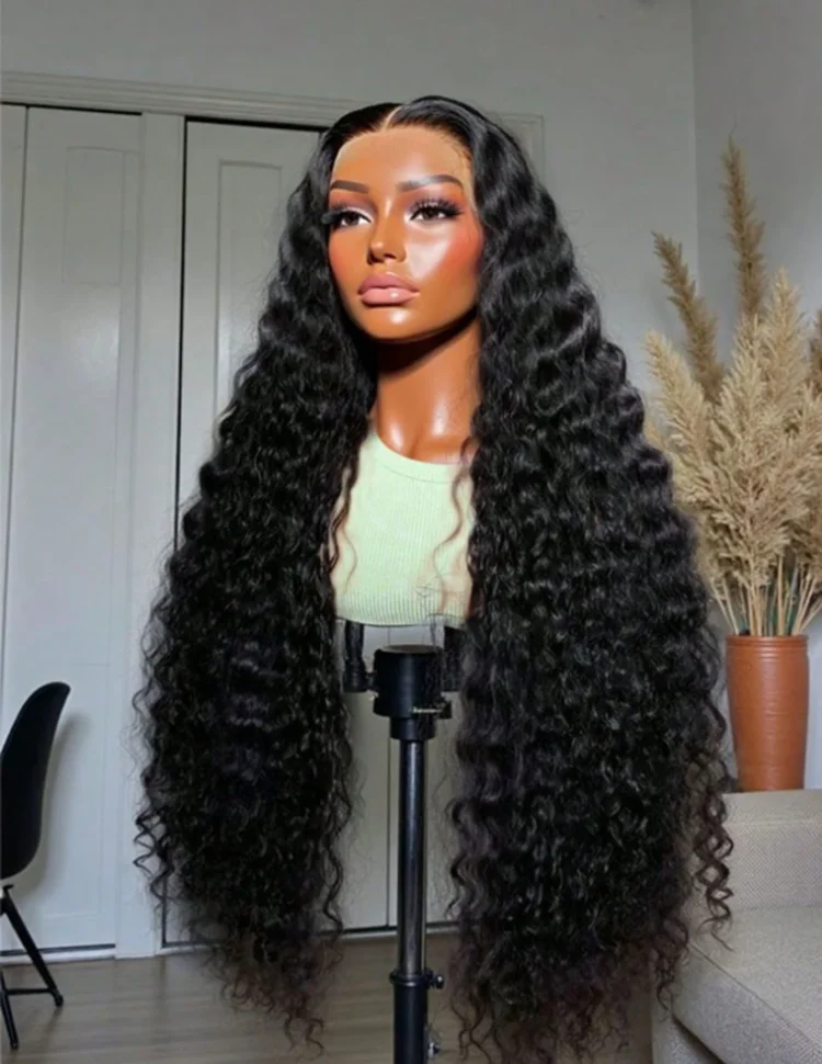 13*4 Curly Wig Human Hair 40 Inch Deep Wave Lace Front Wigs Human Hair 200 Density Wigs Human Hair Pre Plucked With Baby Hair 2