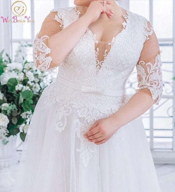 2022 Novo Vestido de Baile Branco Vestido de Noiva Longo Manga Curta Vestido  de Noiva Princesa Tule Elegante Vestido de Noiva (Color : White, US Size :  14)