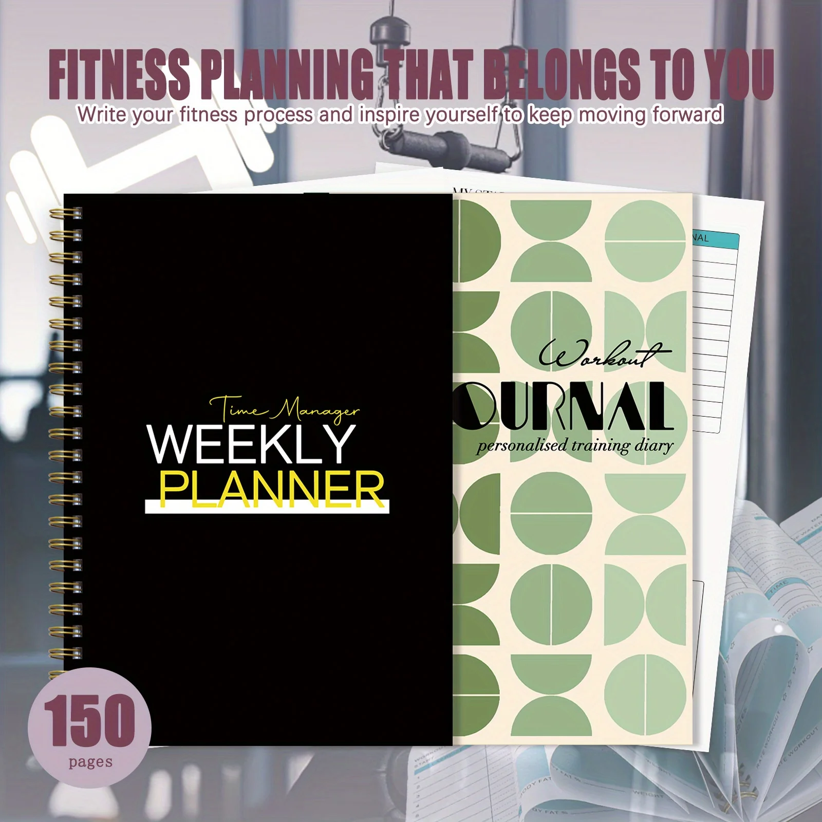 2pcs high quality writing paper fitness record book and weekly planner book, record the weekly arrangement and fitness, exercise