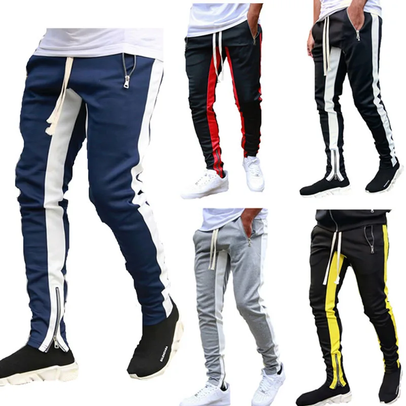 2023 new Mens Joggers Casual Pants Fitness Sweatpants Sports Track Pants Mens Zipper Drawstring Pants Black Gyms Trousers 3