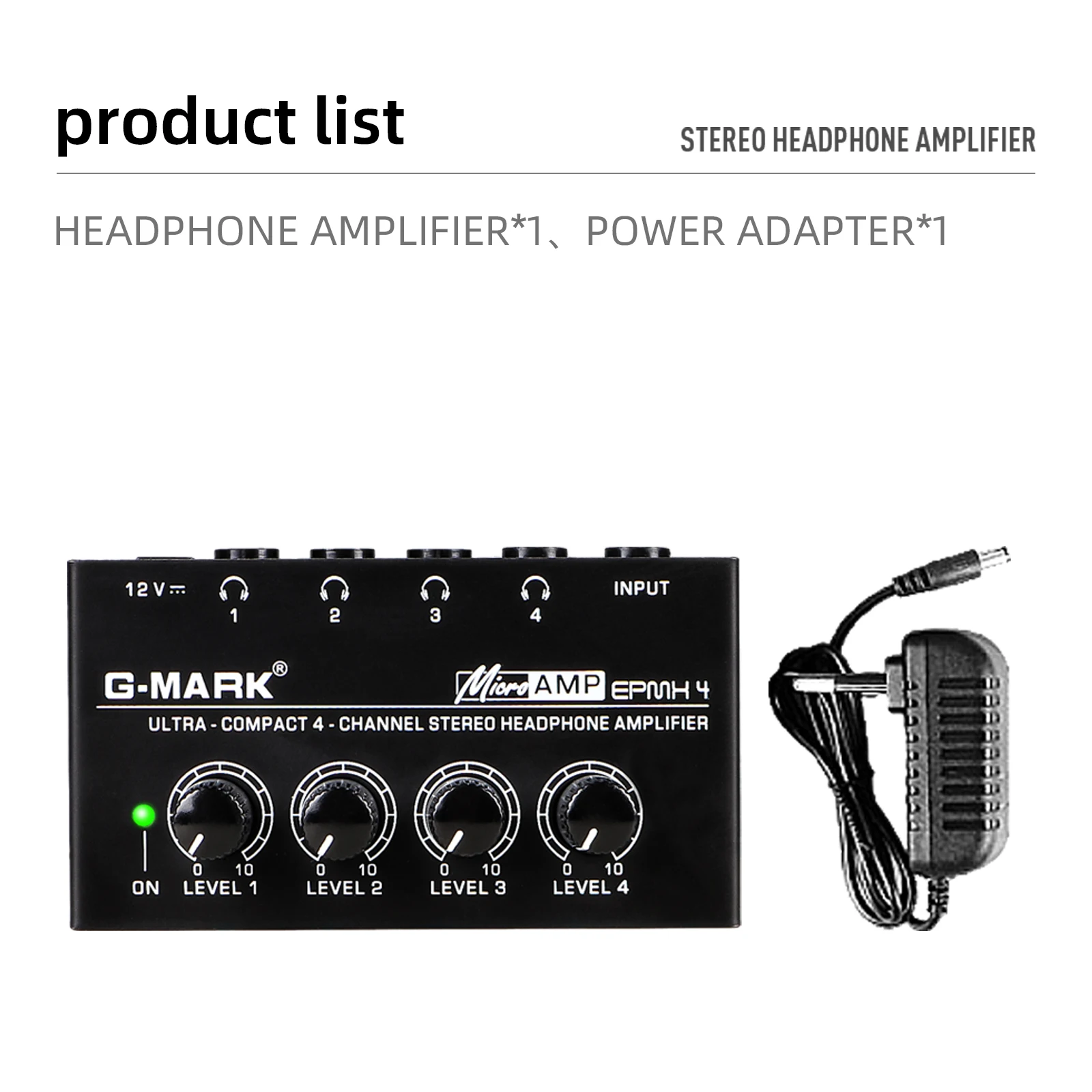 Headphones Amplifier G-MARK EPMH4 Ultra-Compact 4 Channels Stereo Earphone Amplifier