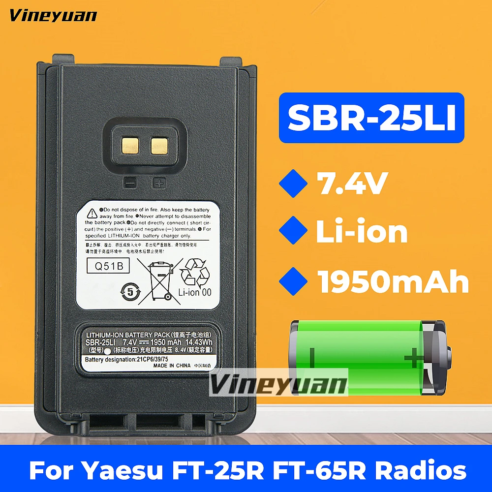5wh Li-ion negro Bateria para Yaesu ft-60 Li-ion 7,4v 2500mah/18 