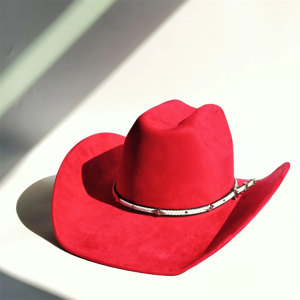 Neuer handgefertigter Western-Cowboyhut aus Wildleder mit breiter Krempe, Cowgirl-Hut, Partyhut, Großhandel, Bühnenhut, Großhandel, Cattleman-Ritterhut – Detail 1