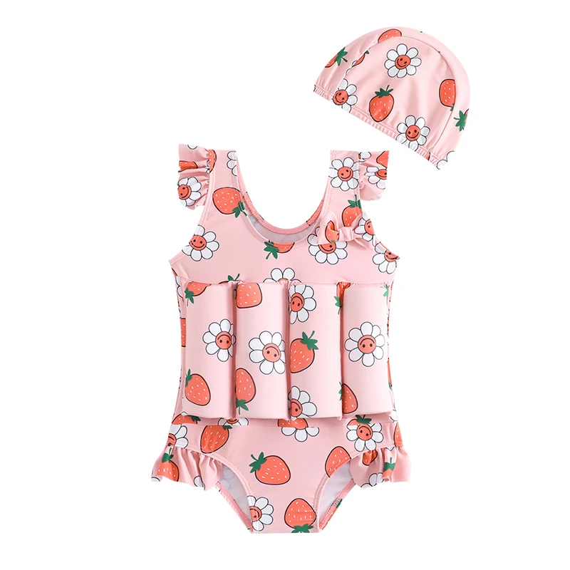 One Piece Swimsuit Children Swimsuit Children Swimsuits Buoyancy Girl 2-7 Year Short Sleeve Floating Cartoon