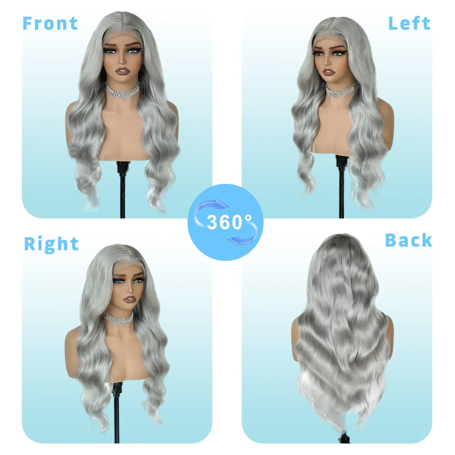250 Density Grey Body Wave Lace Front Wigs Human Hair 613 Colored Vietnamese Silve  13x4 Hd Lace Frontal Wig Human Hair Wigs