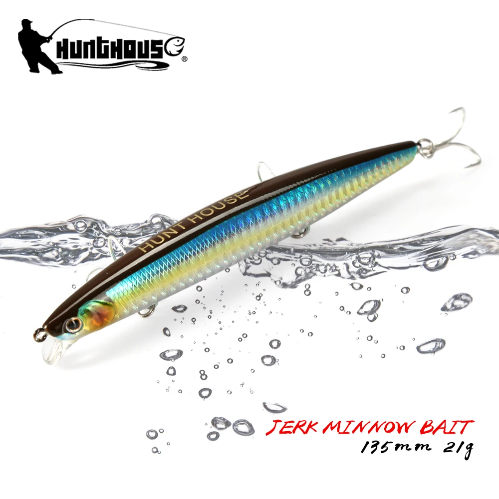 Hunthouse Floating Minnow Angelköder, 135 mm/21 g, harte Wobbler für Barsch, Hecht, Forelle, Weitwurfköder, Pesca, Fischgerät, Lw430