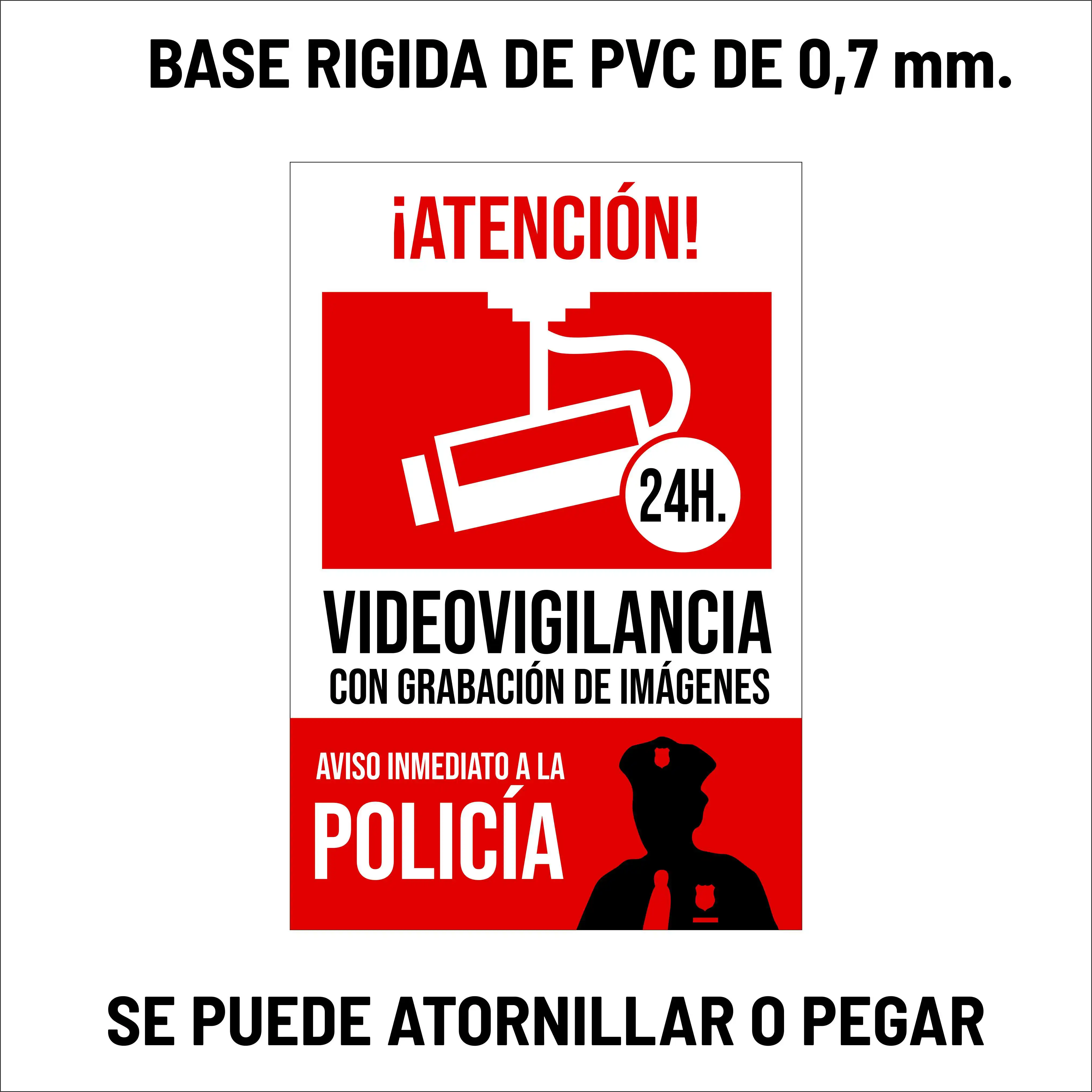 Pack 2 Carteles rigidos PVC Atencion Videovigilancia Grabacion Imagenes  Aviso Policia