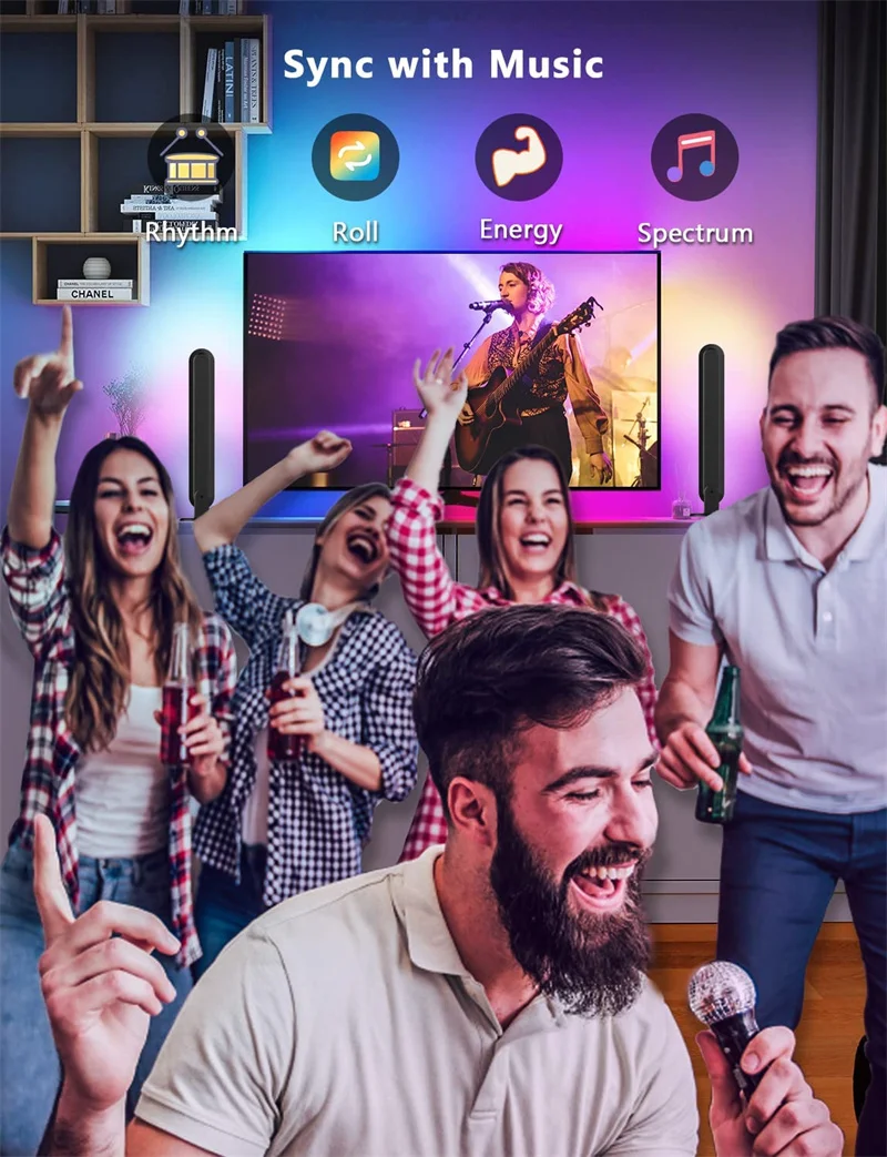 RGB Symphony LED Desktop Night Light - App Controlled Music Rhythm Atmosphere Lamp