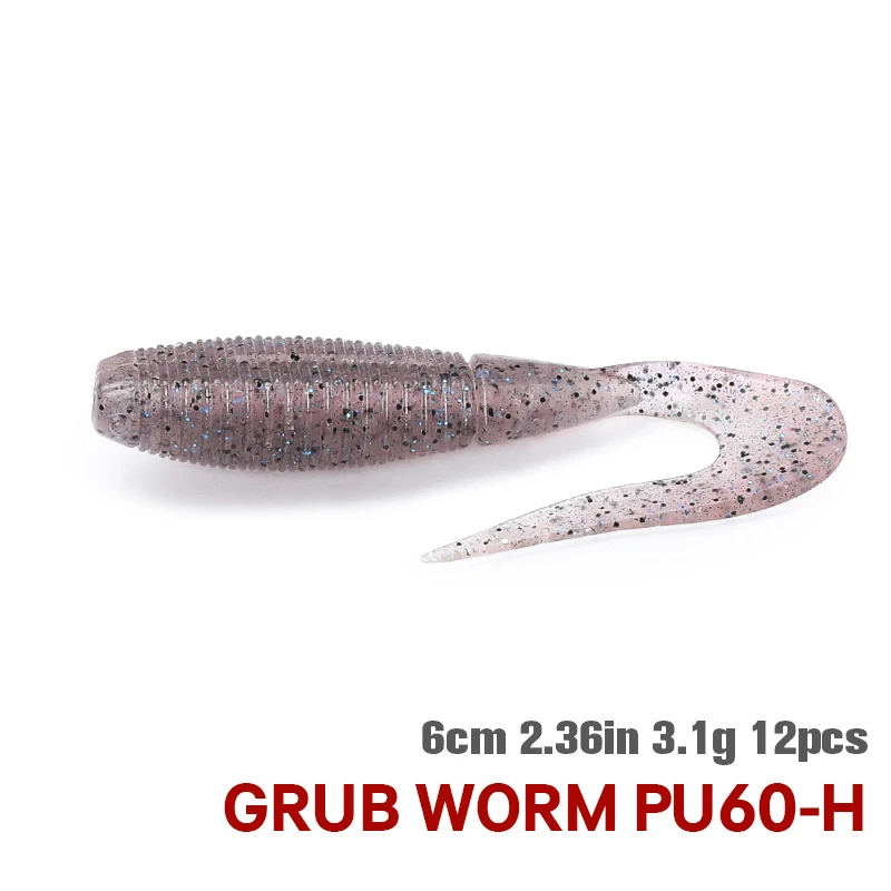 TSURINOYA Grub Worm Curled Tail Fishing Lure PULSE 6cm3.1g Add