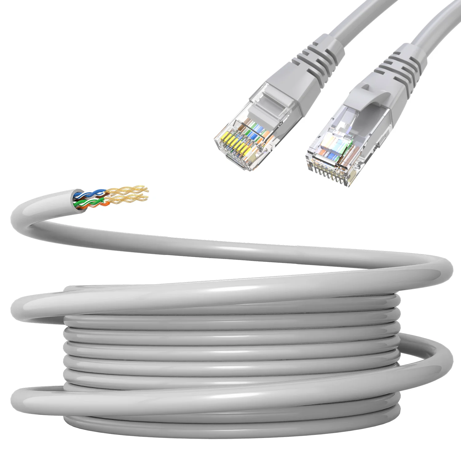 High-Speed Grey UTP Cat5e Ethernet Patch Cable with RJ45 Connectors (Available in 10M and 15M Lengths)