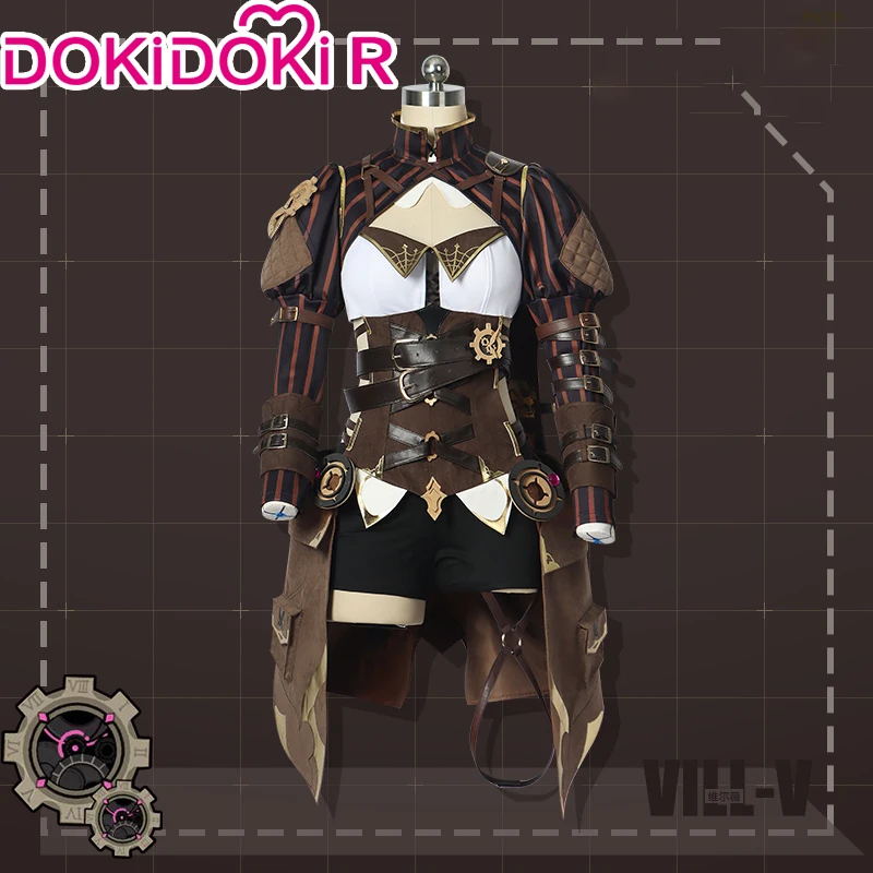 Vill-V 코스프레 게임, Honkai Impact 3rd 코스프레 의상, S-2XL DokiDoki-R Vill-V 코스프레 의상, 여성 스팀펑크 코스프레 의상