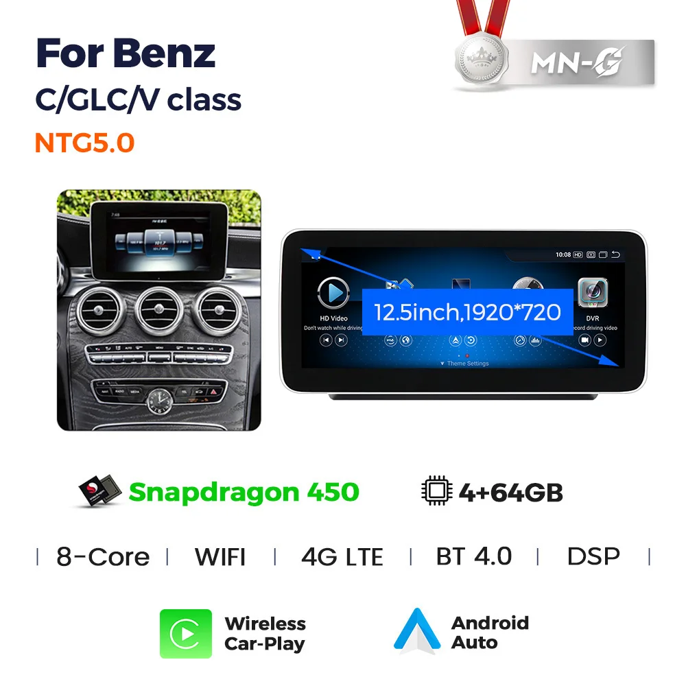 Road Top - Adaptateur CarPlay Sans Fil Pour Mercedes Classe C/GLC 2015-2018 - Android Auto & Mirrorlink