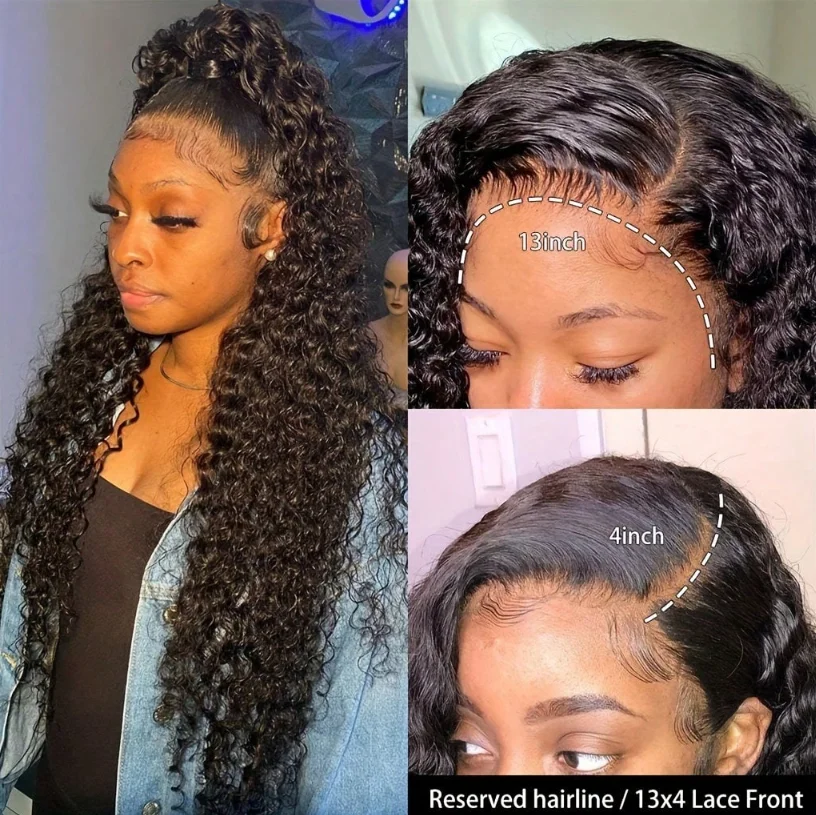 Deep Wave Human Hair Wig 13x4 Lace Front Wig For Women 200% Density Pre-Plucked With Baby Hair Transparent Lace Wig 22 Inch 3